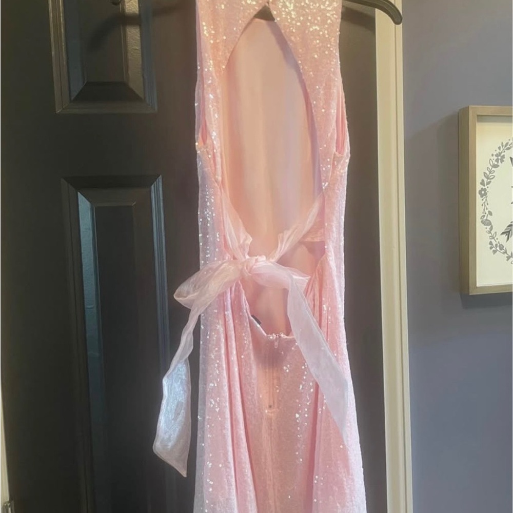 Sparkling Pink Dress With Bow - Picture 2 of 2